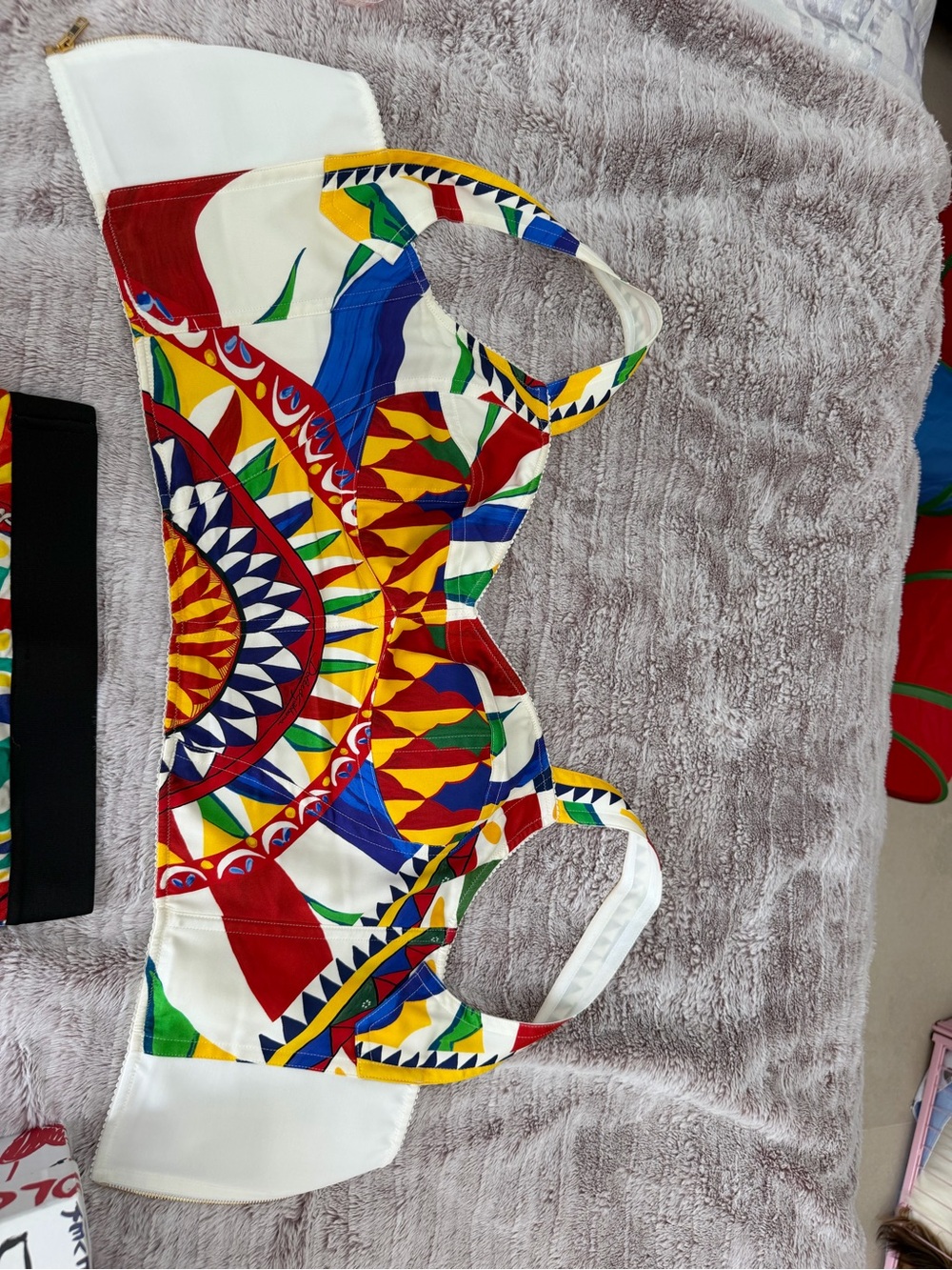 Dolce & Gabbana Woman rare White Multicolor Geometric Print Top